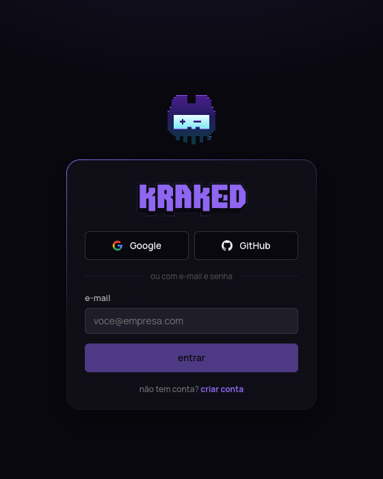 Tela de entrada do Kraked